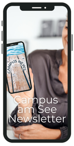 Campus am See Newsletter Der Campus-Newsletter auf einem Mobiltelefon