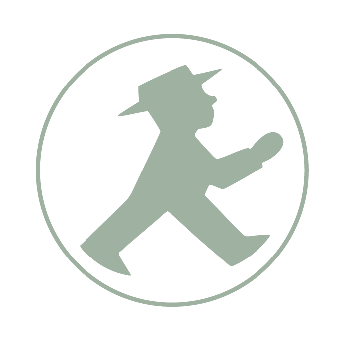 Grünes Symbol: eine gehende Ampelmännchen-Figur im Kreis
