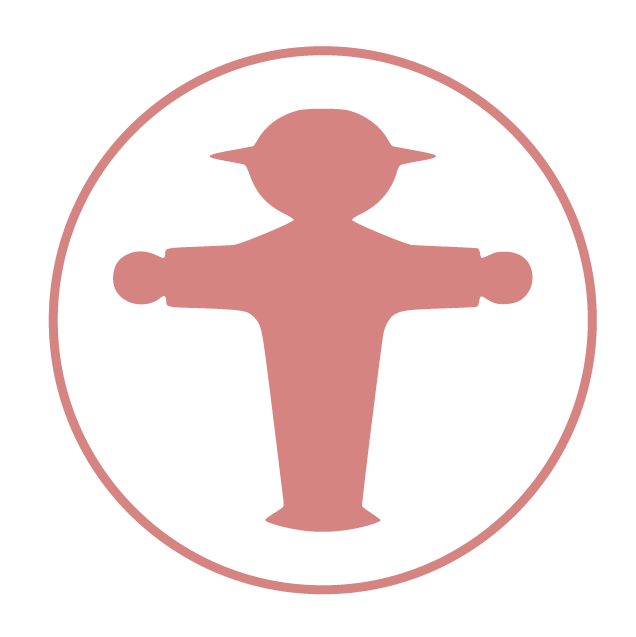 Rotes Symbol: eine stehende Ampelmännchen-Figur mit ausgebreiteten Armen im Kreis